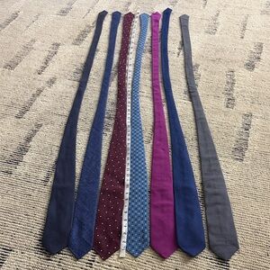 Drakes Men's Necktie Collection 7 ties in Navy, Burgundy, Blue, Purple, Gray